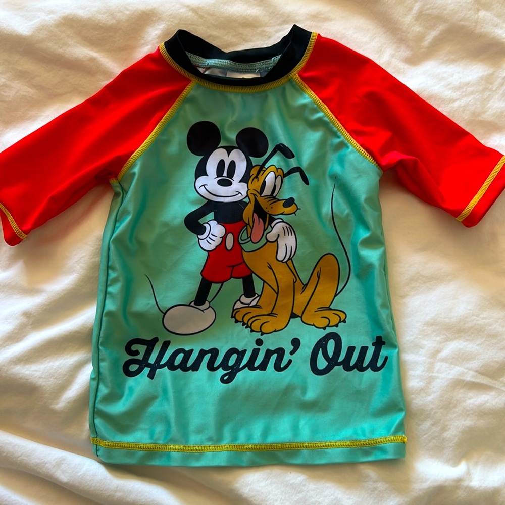 Disney Mickey Pluto Boys Swim Rash Guard Top